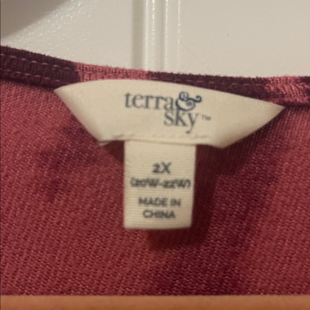 Terra & Sky Burgundy Long Sleeve Top everyday wear - Picture 2 of 4
